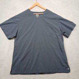 Barco One Men's 2XL Gray‎ Scrub Top Recycled Polyester Spandex Stretch